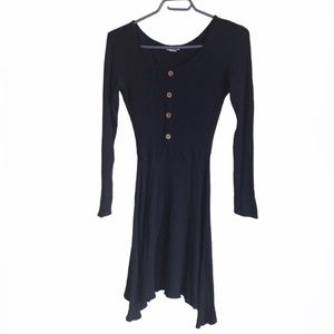 ROLLA COSTER small navy blue knit midi flow long sleeve dress